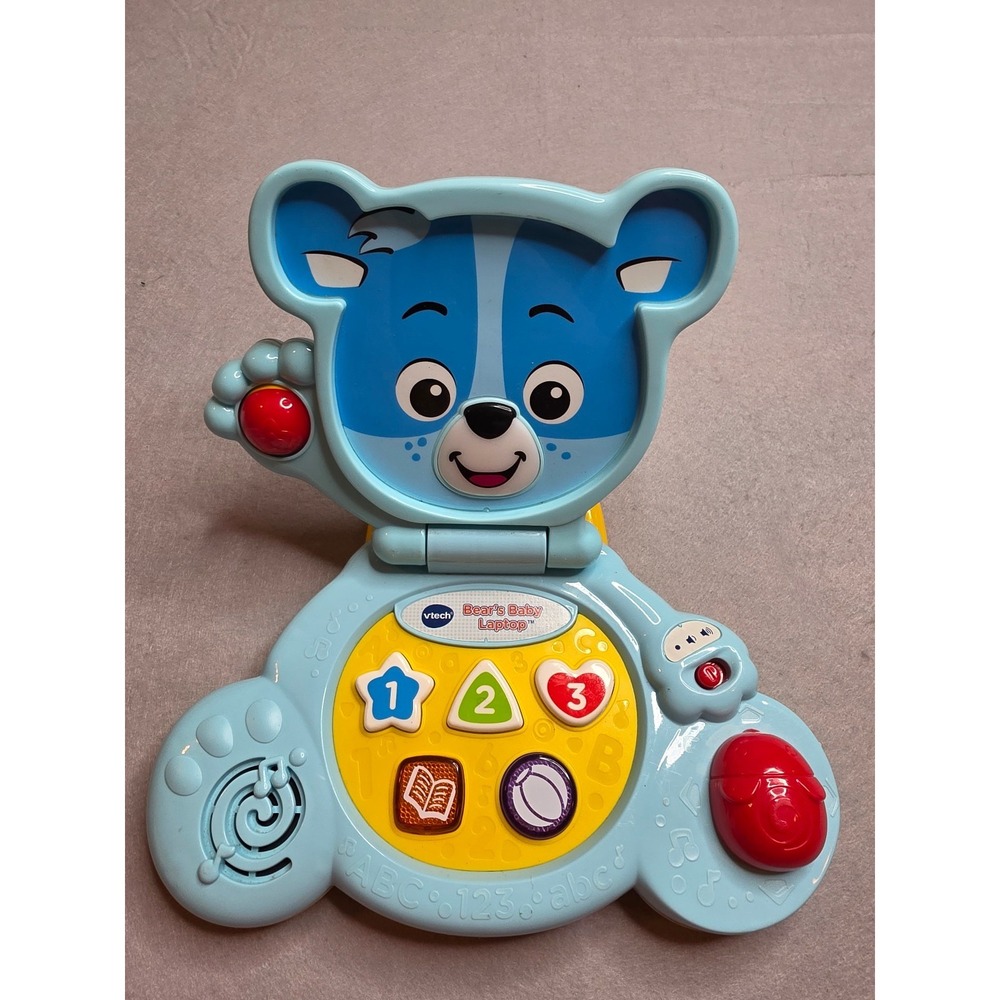 Vtech Bear's Baby Laptop Blue Learning Toy Song Musicals Baby Toddler Fun!